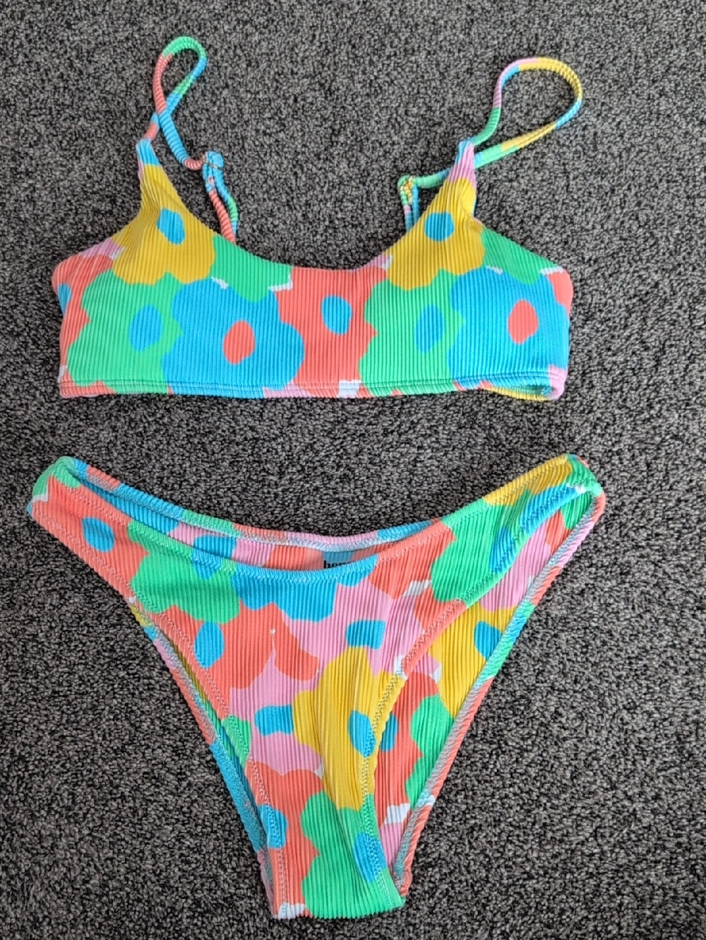 Honey Swim Bloom Ribbed Bralette Set Size Small